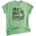 thumbnail image 1 of Hike Bike Repeat Shirt, Unisex Women's Men's Shirt, Hike Shirt, Hiker Shirt, Biking Shirt, Bike Shirt, Heather Apple Green, Small, 1 of 6