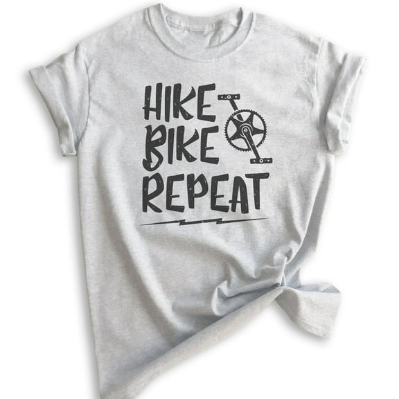 Hike Bike Repeat Shirt, Unisex Women's Men's Shirt, Hike Shirt, Hiker Shirt, Biking Shirt, Bike Shirt, Heather Ash, Medium