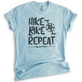 thumbnail image 1 of Hike Bike Repeat Shirt, Unisex Women's Men's Shirt, Hike Shirt, Hiker Shirt, Biking Shirt, Bike Shirt, Heather Light Blue, 3X-Large, 1 of 6