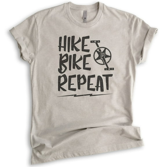 Hike Bike Repeat Shirt, Unisex Women's Men's Shirt, Hike Shirt, Hiker Shirt, Biking Shirt, Bike Shirt, Light Silk Gray, Medium