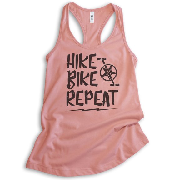 Hike Bike Repeat Tank Top, Ladies Racerback Tank Top, Hike Tank, Hiker Tank, Biking Tank, Bike Tank, Desert Pink, Medium