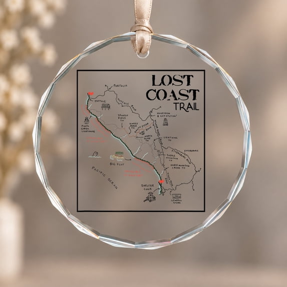 Hike California Lost Coast Hiking Trail Map Art Cali Outdoor Christmas ...