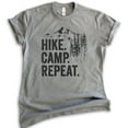 thumbnail image 1 of Hike Camp Repeat T-shirt, Unisex Women's Men's Shirt, Hike Shirt, Hiking Shirt, Camping Shirt, Camper Shirt, Dark Heather Gray, Medium, 1 of 6