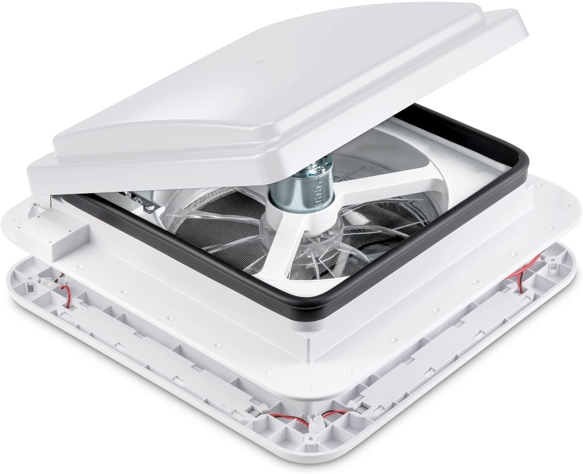 Mitchell Rv Fans Hike Crew 11” White Manual RV Roof Vent Fan with 3 Speeds and LED Light ...