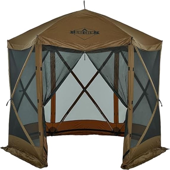 Hike Crew Pop up Gazebo Tent, 12 ft x 12 ft, 6-Sided Instant Outdoor Canopy with Stakes and Ropes