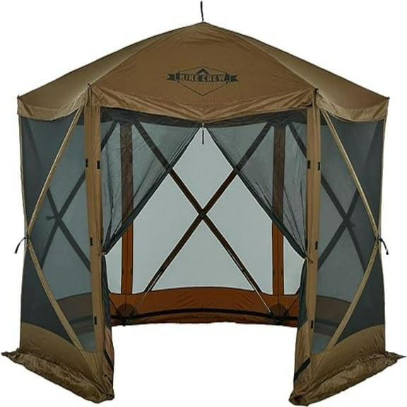 Hike Crew 12’ x 12’ Pop Up Gazebo, 6-Sided Instant Outdoor Tent Canopy with Stakes, Ropes & More