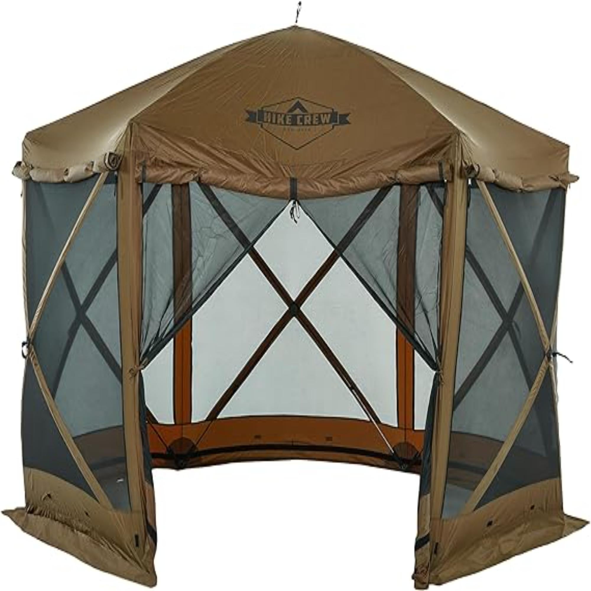 Hike Crew 12'x12' Brown Polyester Pop-Up Gazebo Tent with Zippered Panels