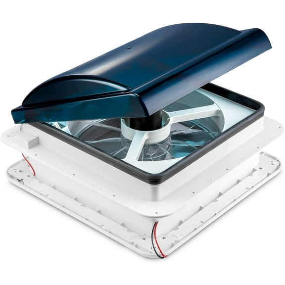 Hike Crew, 14″ Manual RV Ceiling Fan, Roof Vent Fan, 3 Speeds & LED Light, Gray