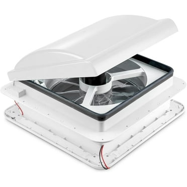 Hike Crew 14″ Manual RV Roof Vent Fan with 3 Speeds & LED Light, White Lid