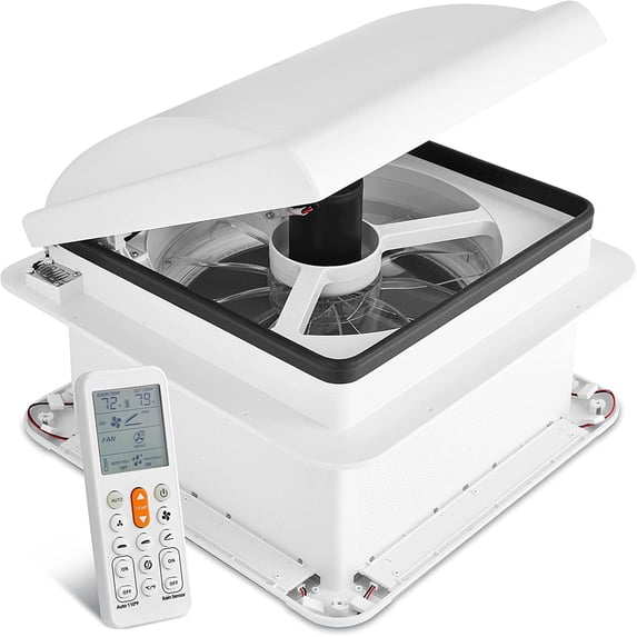 Hike Crew 14" RV Roof Vent Fan, 12V, 10-Speed, White