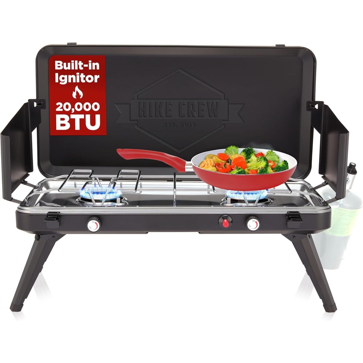 Hike Crew Dual Burner Camp Stove 20,000 BTU Propane Portable Grill with Igniter