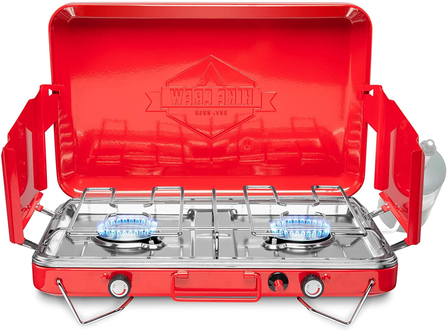 Hike Crew, Camping Portable, 2 Burner Propane Stove W/ Tray, Handle & Legs