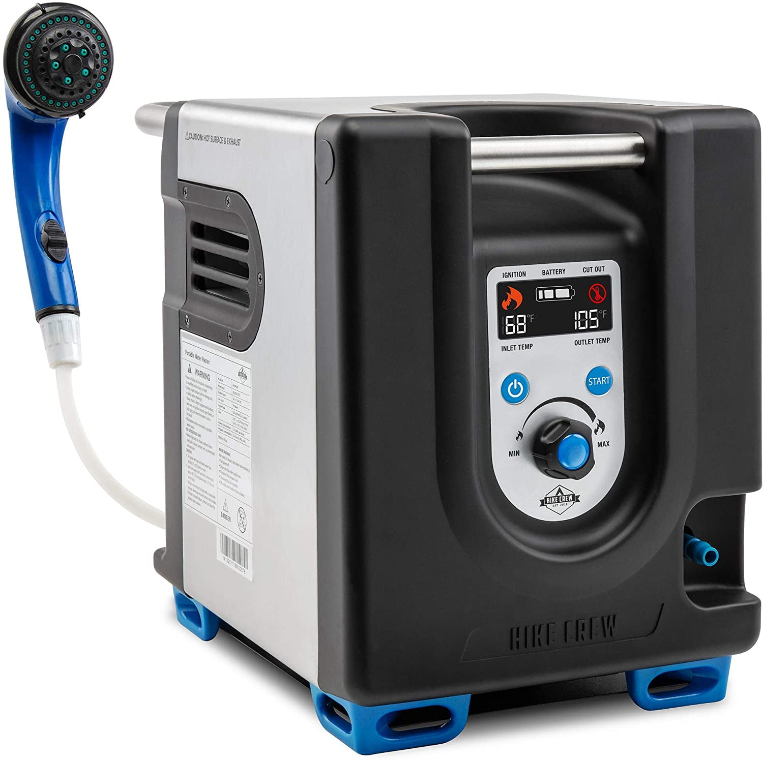 Compact Black and Silver Portable Propane Water Heater
