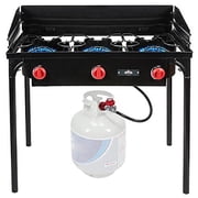 Hike Crew HCSTV3B 225,000 BTU Portable Gas Stove W/3 Burners, Wind Panels & Temp Control - Black