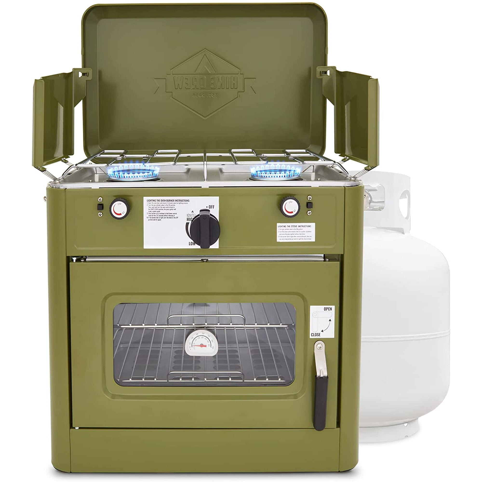 Hike Crew Outdoor Gas Camping Oven W/Carry Bag, 2 Burner Portable Propane-Powered  Stove - Walmart.com