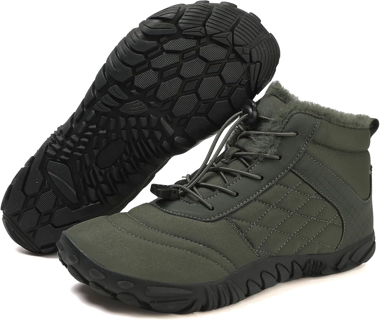 Hiking Shoes Barefoot Mens Wide Shoes Toe Box Winter Cross Trainer Minimalist Anti Skid Shoes For Women Cotton Boots Sneakers Outdoor Ankle Boots Brown Black Green White