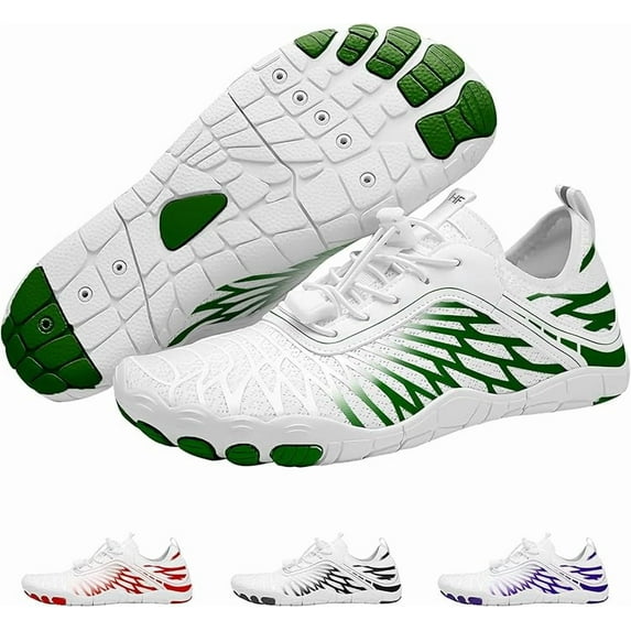 Hike Footwear HF Breathable Wide Toe Barefoot Shoes, Wide Toe Box Barefoot Shoes (Unisex) White Red, Women 11-11.5 / Men 9-9.5