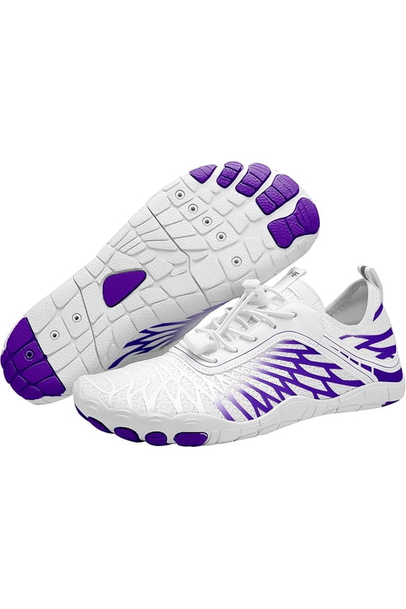 HF Breathable Wide Toe Barefoot Shoes, Wide Toe Box Barefoot Shoes (Unisex) White Red, Women 11-11.5 / Men 9-9.5