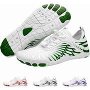 Hike Footwear HF Breathable Wide Toe Barefoot Shoes, Wide Toe Box Barefoot Shoes (Unisex) White Red, Women 11-11.5 / Men 9-9.5