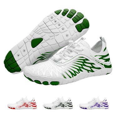 Hike Footwear HF Breathable Wide Toe Barefoot Shoes, Wide Toe Box Barefoot Shoes (Unisex) White Red, Women 11-11.5 / Men 9-9.5