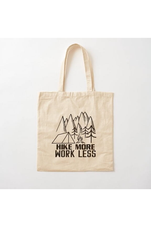 Hike More Work Less Canvas Tote Bags, Reusable Shopping Bag