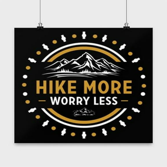 Hike More Worry Less - Outdoor Enthusiasts - 13x13 Poster Print - Adventure Decor
