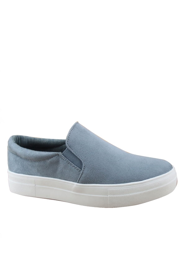 Hike Women's Flat Slip On Double Layer Foam Padded Cushion Sock Fashion Sneakers Shoes ( Blue, 7.5 )