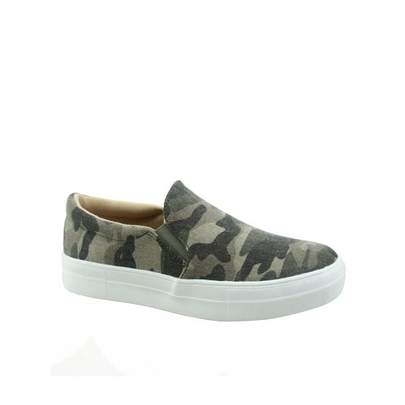 Hike Women's Flat Slip On Double Layer Foam Padded Cushion Sock Fashion Sneakers Shoes ( Camouflage, 7 )