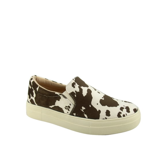 Hike Women's Flat Slip On Double Layer Foam Padded Cushion Sock Fashion Sneakers Shoes (Cream/Brown, 8.5)