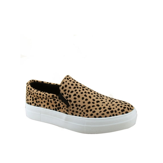 Hike Women's Flat Slip On Double Layer Foam Padded Cushion Sock Fashion Sneakers Shoes ( Leopard, 6 )