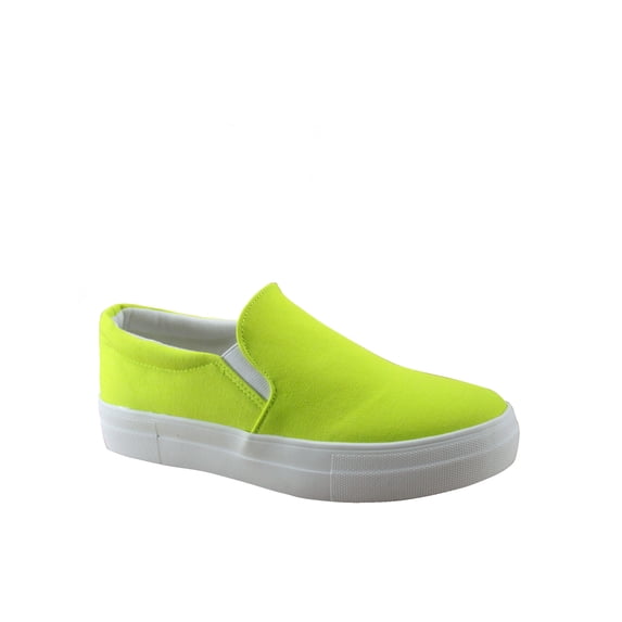 Hike Women's Flat Slip On Double Layer Foam Padded Cushion Sock Fashion Sneakers Shoes ( Yellow, 5.5 )