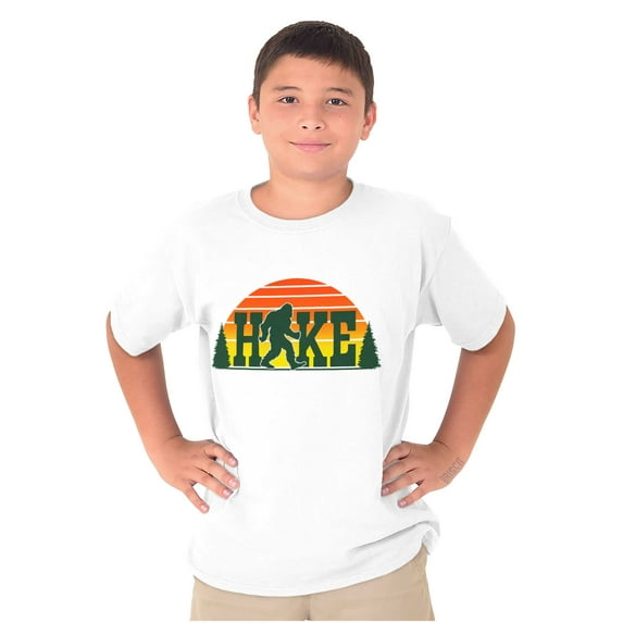 Hike with Bigfoot Retro Hiking Legend Crewneck T Shirts Boy Girl Teen Brisco Brands L