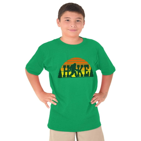 Hike with Bigfoot Retro Hiking Legend Crewneck T Shirts Boy Girl Teen Brisco Brands L