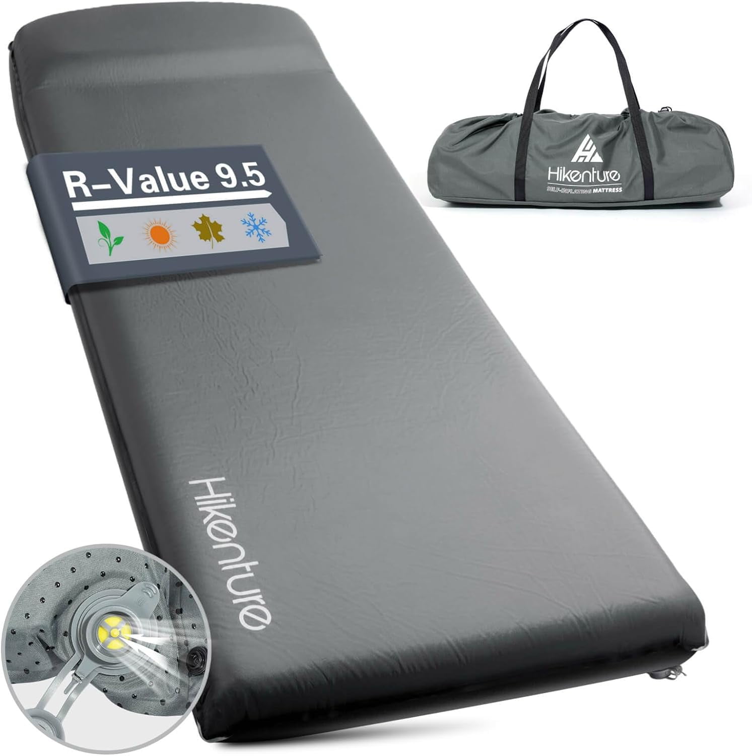 Hikenture Self Inflating Sleeping Pad for Camping, 3'' Ultra Thick