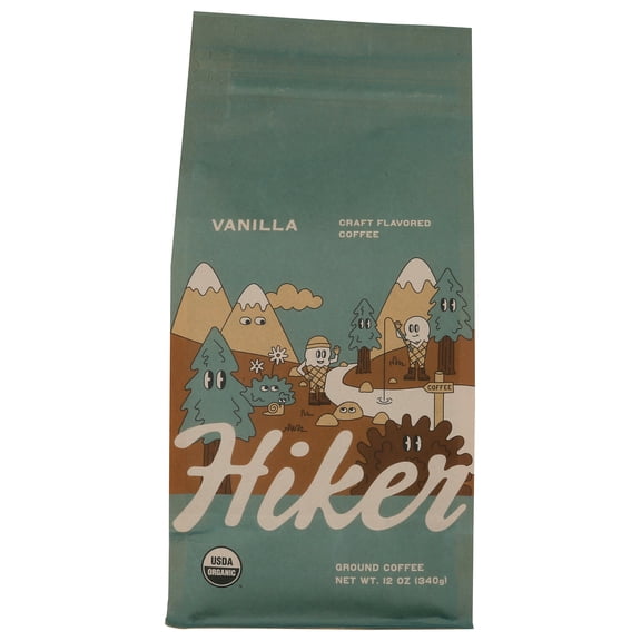 Hiker Coffee - Coffee Ground Vanilla - 12 Oz, Case of 6