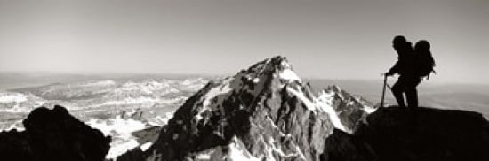 Hiker Grand Teton Park Wyoming USA Canvas Art - Panoramic Images (36 x 12)