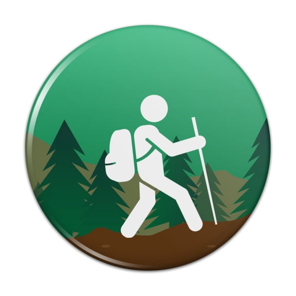 Hiker Hiking Symbol Mountain Nature Pinback Button Pin Badge - 1" Diameter