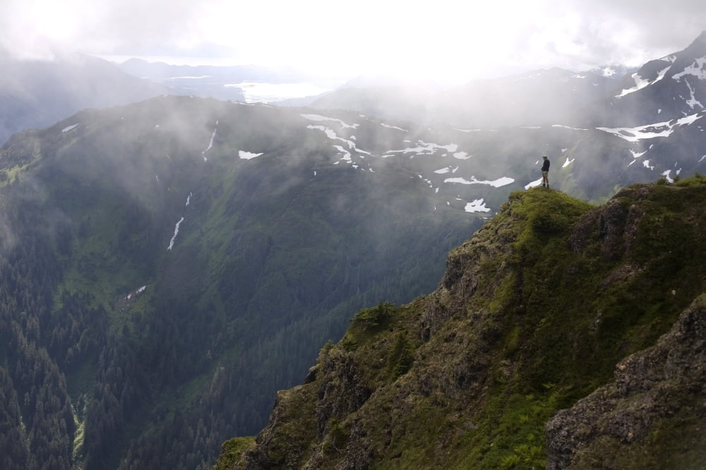 Hiker On Eagle Peak Promontory Admiralty Island Tongass National Forest Southeast Alaska Summer Canvas Art - Joel Bennett Design Pics (38 x 24)