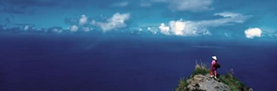 Hiker Pali Kokee State Park Kauai HI USA Canvas Art - Panoramic Images (18 x 6)