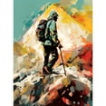 thumbnail image 1 of Hiker Reaching Mountain Peak Modern Oil Painting Unframed Wall Art Print Poster Home Decor Premium, 1 of 3