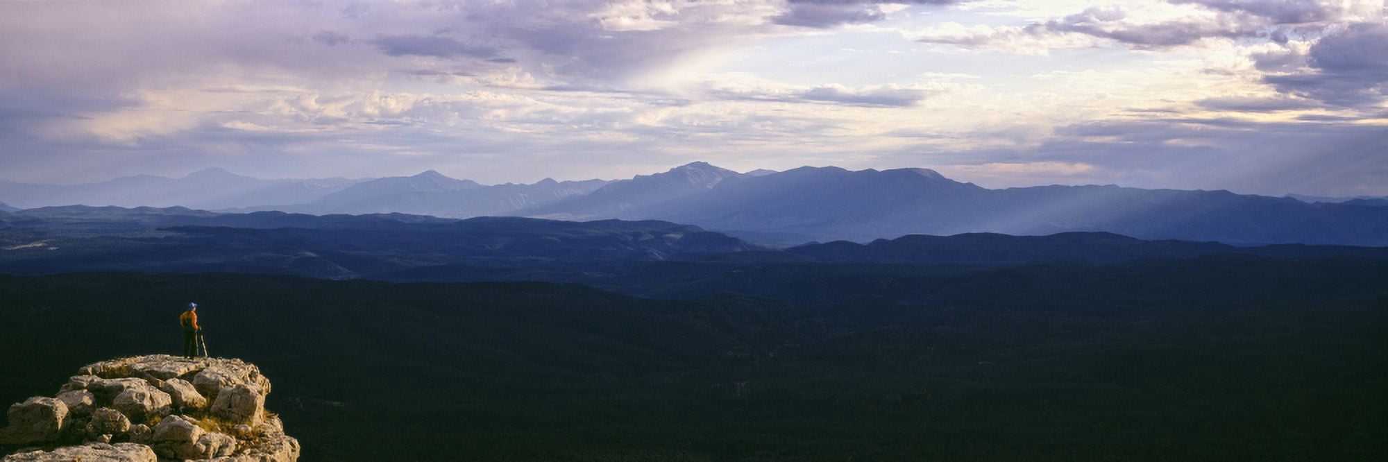 Hiker standing on a rock Mogollon Rim Arizona USA Canvas Art - Panoramic Images (27 x 9)