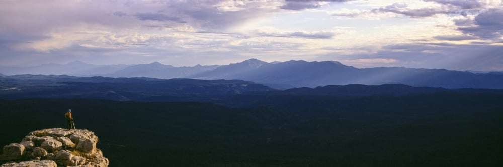 Hiker standing on a rock Mogollon Rim Arizona USA Canvas Art - Panoramic Images (36 x 12)