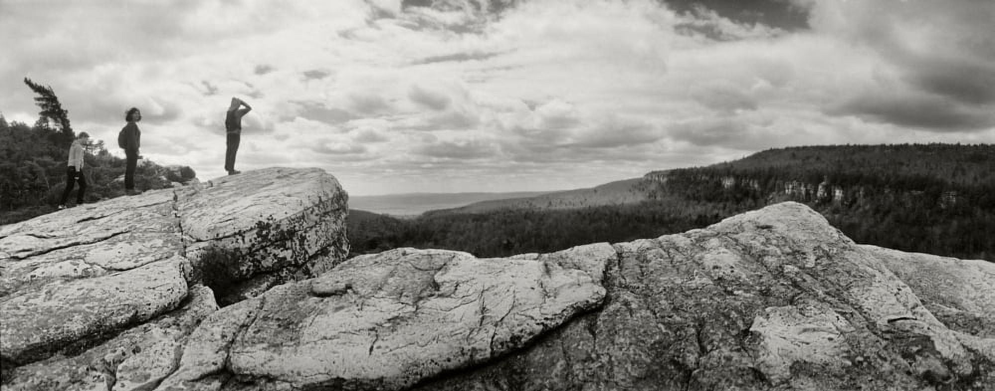 Hikers standing on the rocks Gertrudes Nose Minnewaska State Park Catskill Mountains New York State USA Canvas Art - Panoramic Images (27 x 9)