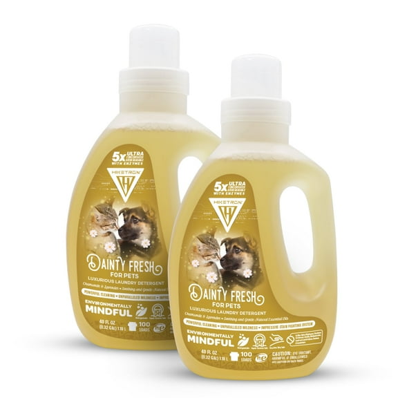 Hiketron | Dainty Fresh for Pets | Long Lasting Scented Liquid Laundry Detergent | Ultra Concentrated | Machine Friendly | Removes Tough Stains | 2 Pack (80 fl oz, 54 Loads)