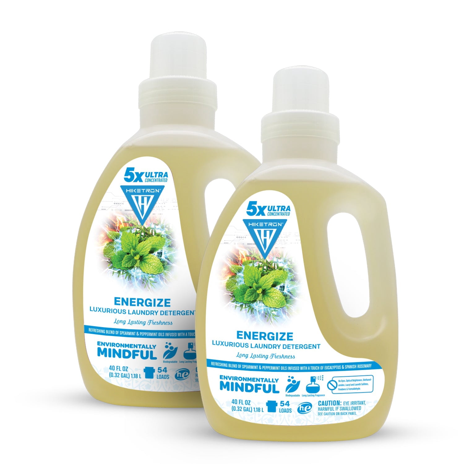 Hiketron | Energize | Long Lasting Scented Liquid Laundry Detergent | Ultra Concentrated | Machine Friendly | Stain Remover | 2 Pack (80 fl oz, 54 Loads)