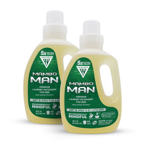 Hiketron | Mambo Man | Men's Liquid Laundry Detergent | Ultra Concentrated | Masculine Scent | Stain Remover | 2 Pack (80 fl. oz., 108 Loads)