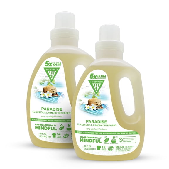 Hiketron | Paradise | Long Lasting Scented Liquid Laundry Detergent | Ultra Concentrated | Machine Friendly | Stain Remover | 2 Pack (80 fl. oz, 54 Loads)