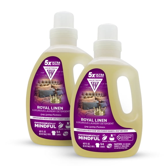 Hiketron | Royal Linen | Long Lasting Scented Liquid Laundry Detergent | Ultra Concentrated | Machine Friendly | Stain Remover | 2 Pack (80 fl. oz, 54 Loads)