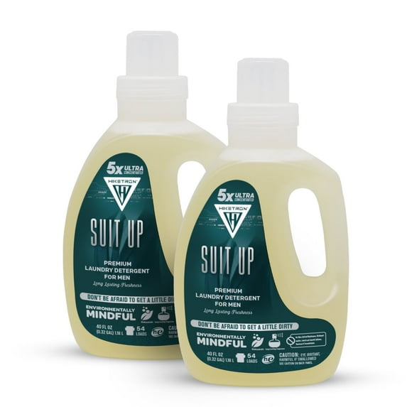 Hiketron | Suit Up | Men's Liquid Laundry Detergent | Ultra Concentrated | Masculine Scent | Stain Remover | 2 Pack (80 fl. oz, 54 Loads)