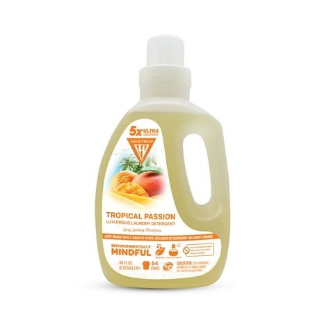 Hiketron | Tropical Passion | Long Lasting Scented Liquid Laundry Detergent | Ultra Concentrated | Machine Friendly | Stain Remover | 1 Pack (40 fl. oz, 54 Loads)